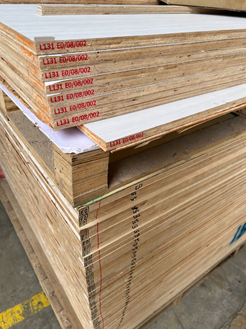 Stack of E0-grade plywood