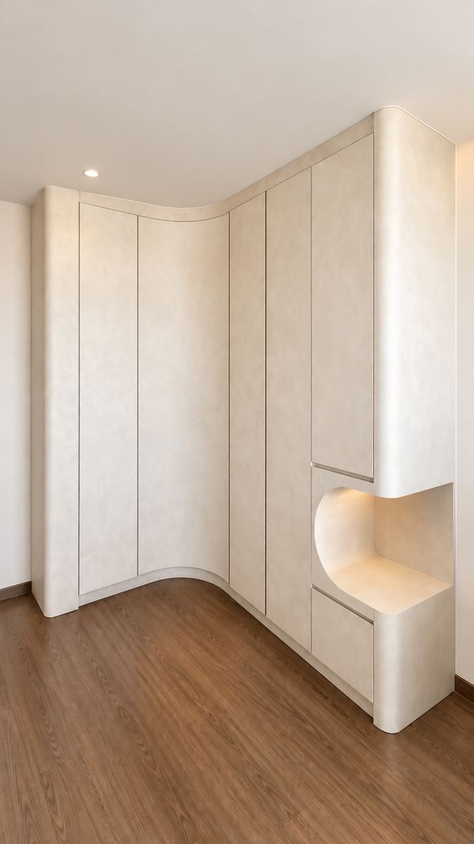Curved Cream Wardrobe
